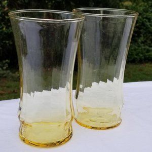 Vintage yellow Libbey Glass tumblers, yellow glass water glasses